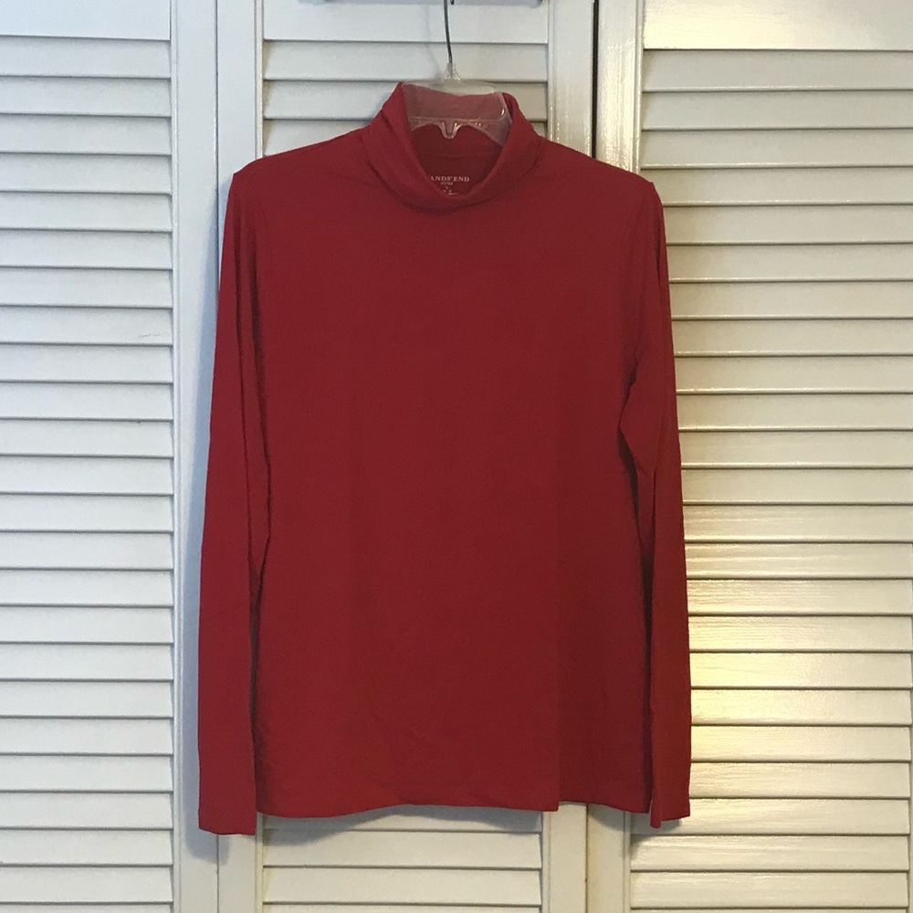 Lands' End Women’s Turtleneck Sweater in Vibrant Red